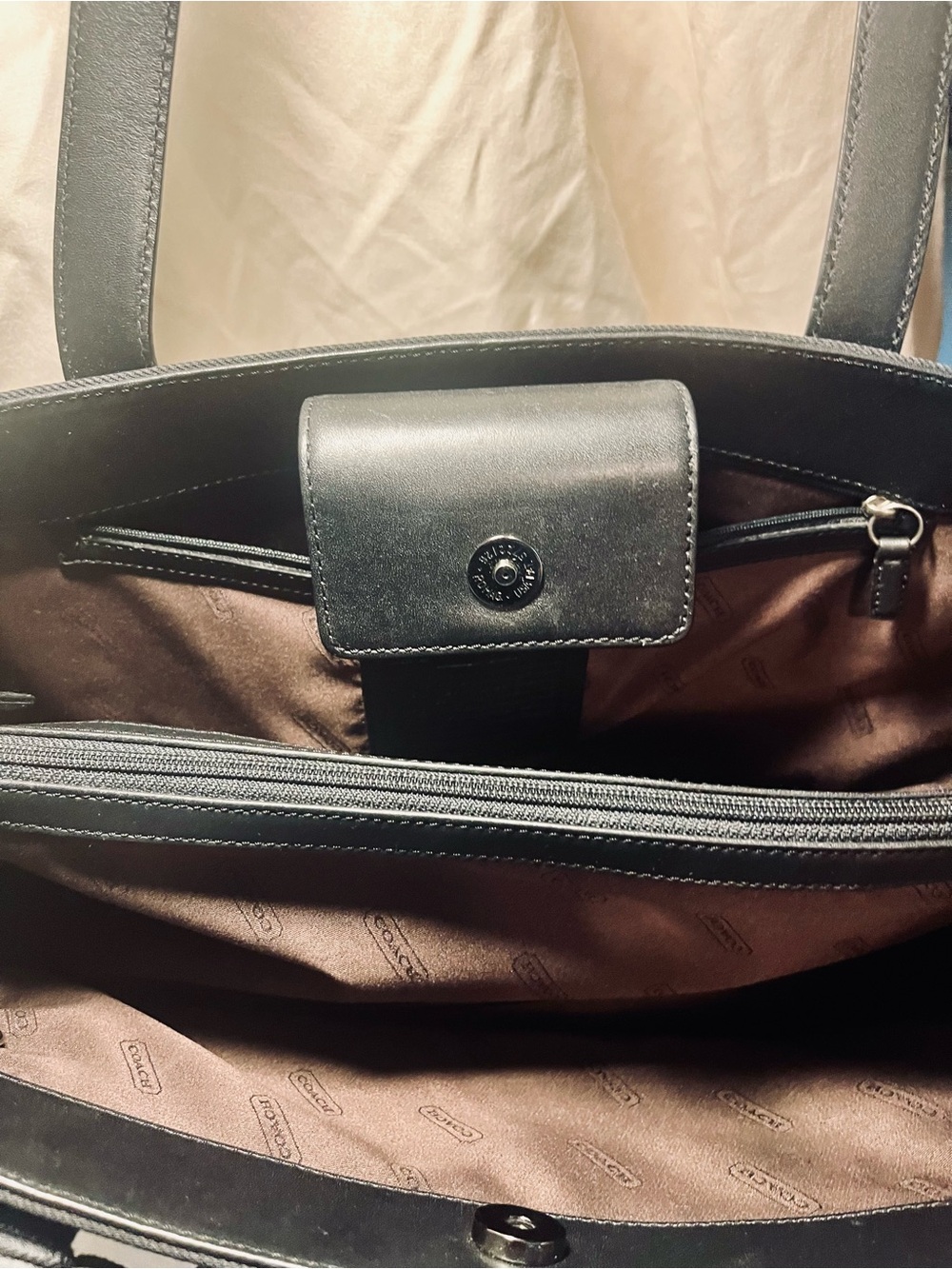 COACH Auth. | Large Black Tote with Leather Straps - Picture 13 of 15